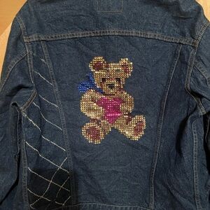 Urban Outfitters Blue Jean Jacket with Bear Design